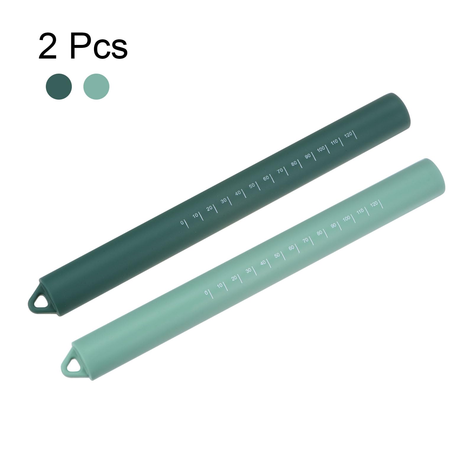 HARFINGTON 2pcs Silicone Rolling Pin 10" Stainless Silicone Surface Non-Stick Stainless Steel Inner Core Dough Roller Kitchen Roller for Baking Pastry Pizza Fondant Bread, Green,Dark Green