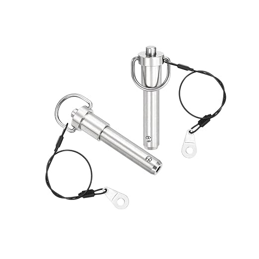 uxcell 1 Pcs Quick Release Pin, 1/2" x 2.52"(Dia. x L) Push-Button Ball Locking Pin 304 Stainless Steel Ring Handle Locking Pin with Wire for Audio Bimini Top Marine, Silver