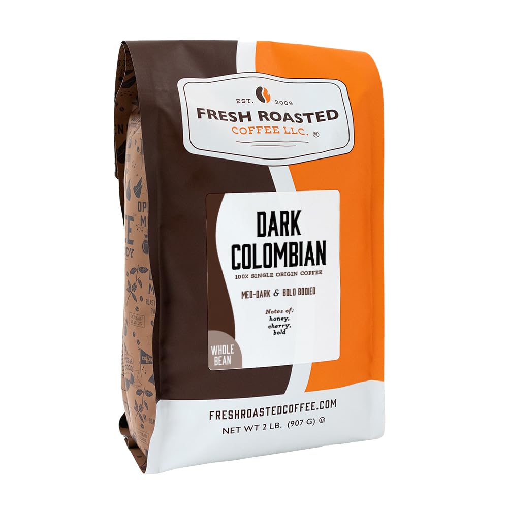 Fresh Roasted Coffee, 100% Colombian Whole Bean Coffee, Medium Roast, Kosher, 2 lb (32 oz)