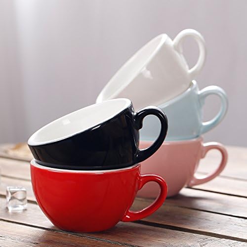 Cappuccino Barista Latte Art Cup and Saucer New Bone China for Coffee Shop (Glossy Light Blue, 8.5 oz)