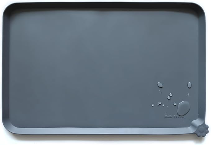 Hoki Found XX-Large Silicone Pet Feeding Mats - Non Slip Cat Dog Bowl Mats - Waterproof for Carpet - Dark Olive — 22" x 14"