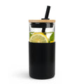 Tronco 16 oz Glass Tumbler with Lids and Straws, Reusable Iced Coffee Cups