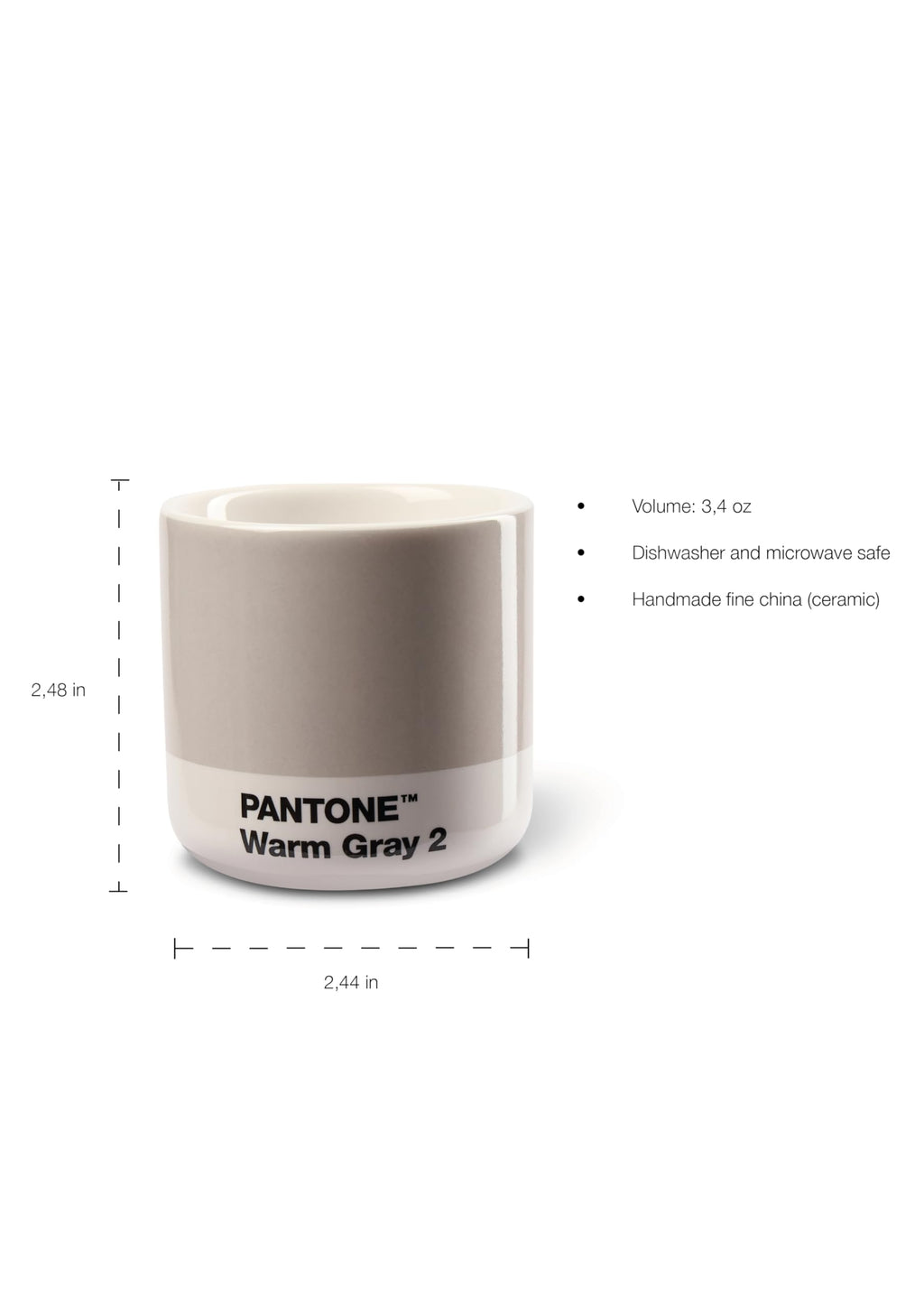 Copenhagen Design Pantone Macchiato Cup - Coffee, Latte, Macchiato Mug - 3.34oz/100ml, Black 419