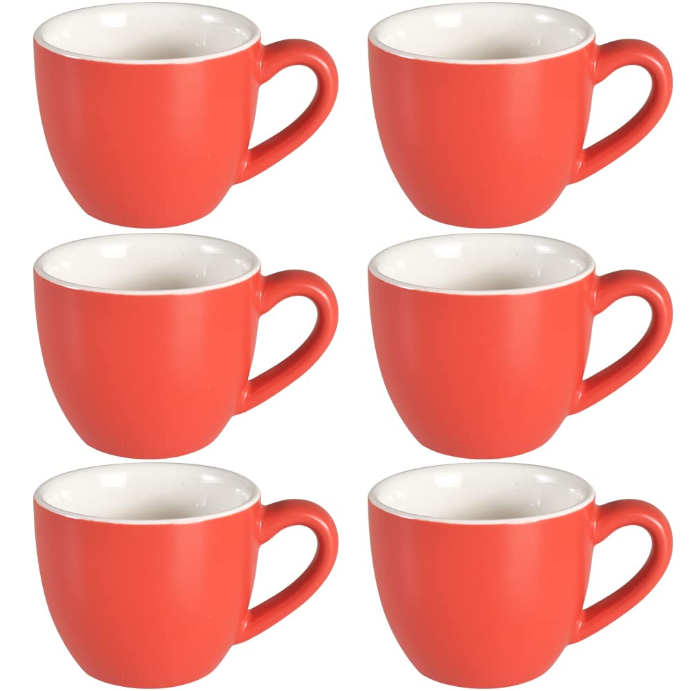 homEdge Mini Porcelain Espresso Cup, 3 Ounces / 90 ml Tiny Coffee Mugs Demitasse for Espresso, Tea- Red