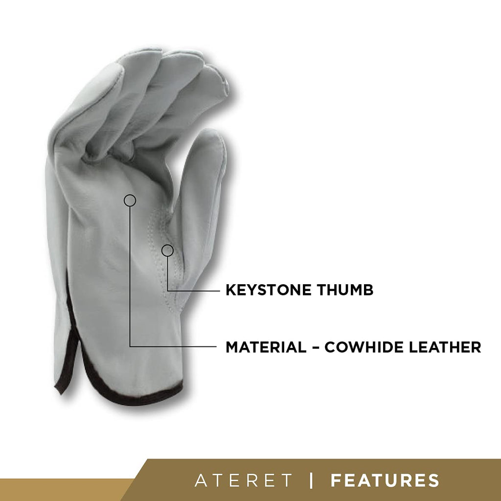 ATERET 24 Pairs Small Heavy Duty Durable Cowhide Leather Work Gloves I Driver Gloves for Truck Driving, Warehouse, Gardening, Farming