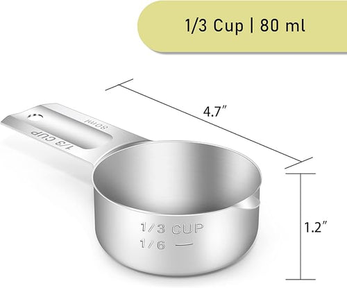 1PCS 1/3CUP(80ml, 2.7oz) Measuring Cup, 18/8 Stainless Steel Measure Scoop