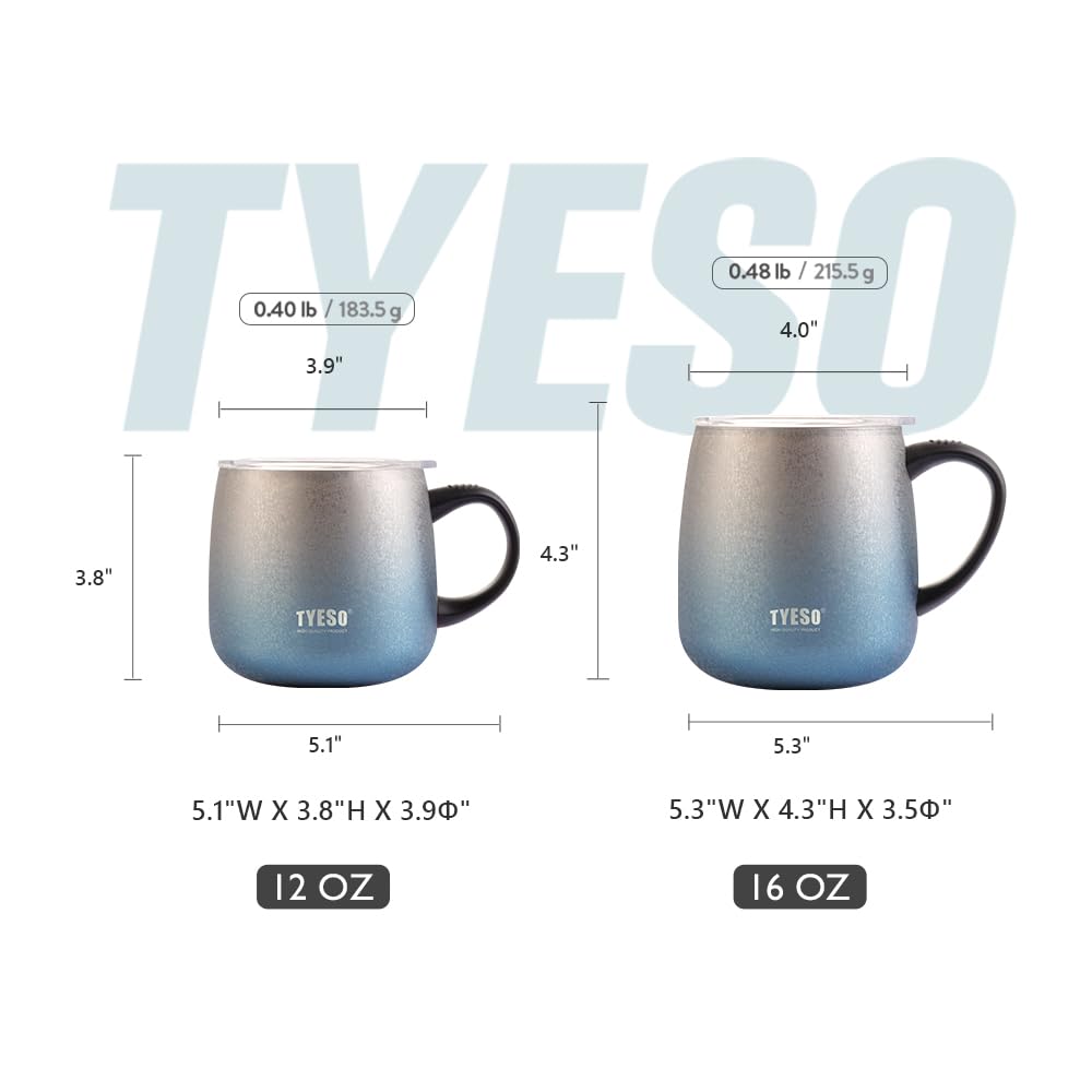 TYESO Office Coffee Mug,Vacuum Insulated Mug Double Wall Stainless Steel Cup (Rose Gold, 12 oz)