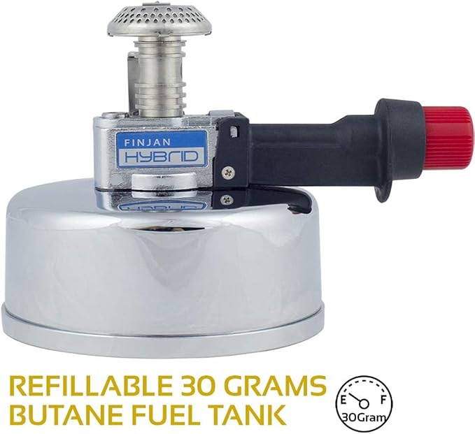 Portable Countertop Butane Burner by Finjan- Portable Butane Burner for Indoor Use. Ideal for Lab or Home- Syphon Coffee Making, Fondue Warmer, S’mores Maker