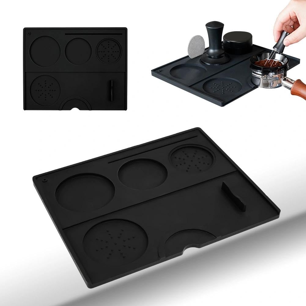 watchget Silicone Espresso Tamping Mat Tamp Station, Black