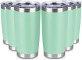 20 oz Tumbler Stainless Steel Tumblers Bulk with Lid Double Wall Insulated Coffee Tumbler Cups for Hot & Cold Drinks Powder Coated Travel Coffee Tumbler Mug Metal (Jade, 6 pack)