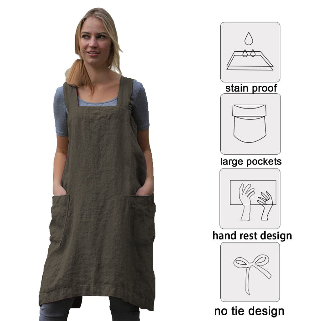 ZQFFB Pinafore Cross Back Apron for Women with Pockets