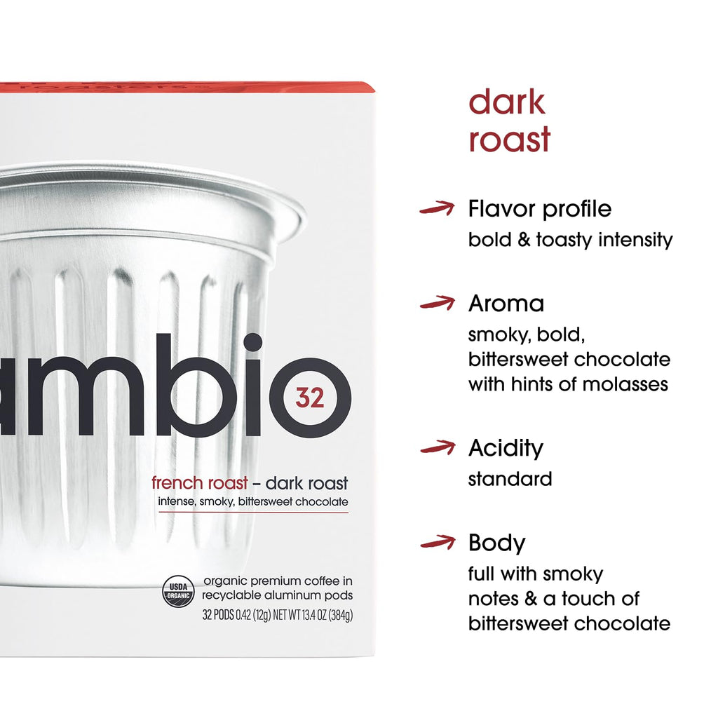 Cambio Roasters Dark Roast Coffee Pods - Recyclable Aluminum Pods, 10ct