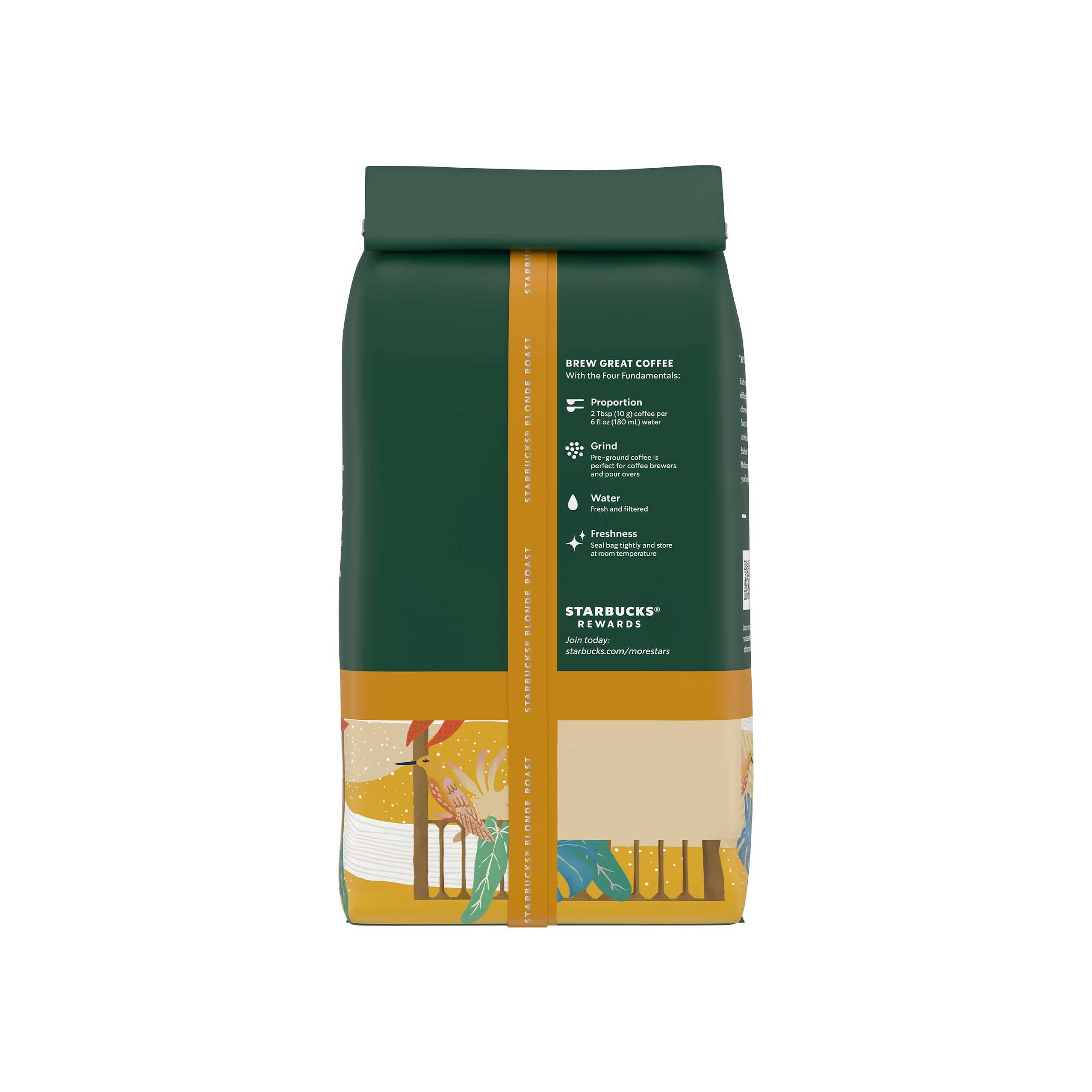 Starbucks Ground Coffee, Blonde Roast Hot or Iced Coffee, Veranda Blend, Six 18 oz Bags