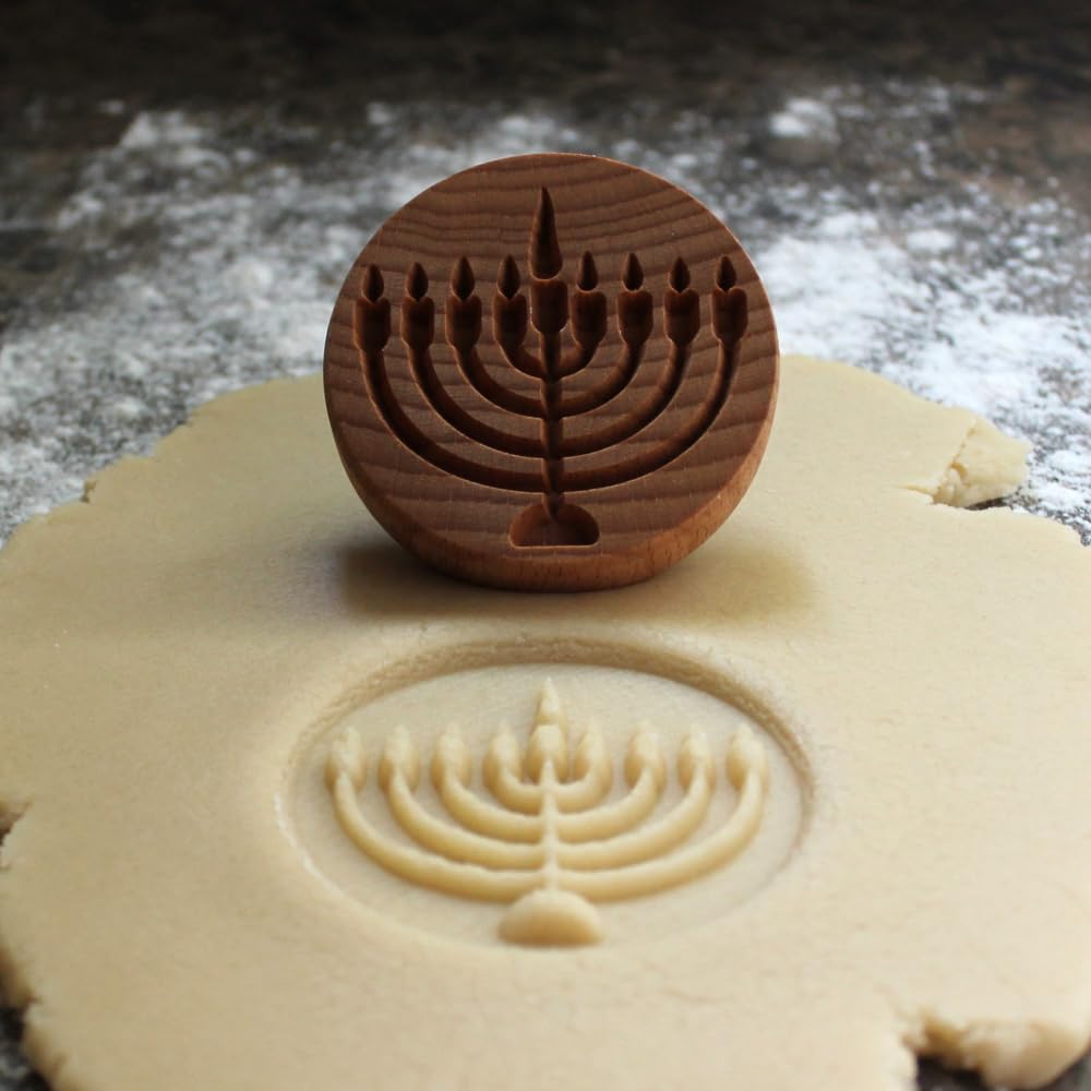 Fun Food Tools, Wood Cookie Stamp, 2.5 Inch (Hanukah Menorah CS-084)