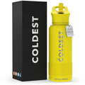 Coldest Insulated Water Bottle with Straw Lid - Stainless Steel Metal Insulated Bottle for Men & Women (Solar Yellow, 32 oz)