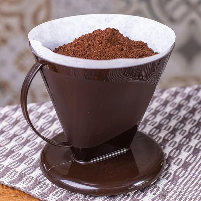Coffee Filter Holder Brown 700 Ml | Reusable Pour Over Dripper | BPA Free Countertop Brew Tool | Plastic Cone Funnel Carafe Compatible
