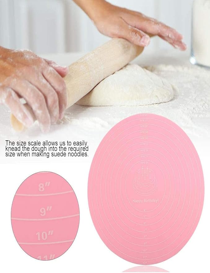 Silicone Baking Mat Cake Mat Silicone Cake Mat Silicone Baking Mat with Measurements for CakeTurntable Stand Non-Stick Heat Resistant Pastry Baking Sheet -Green