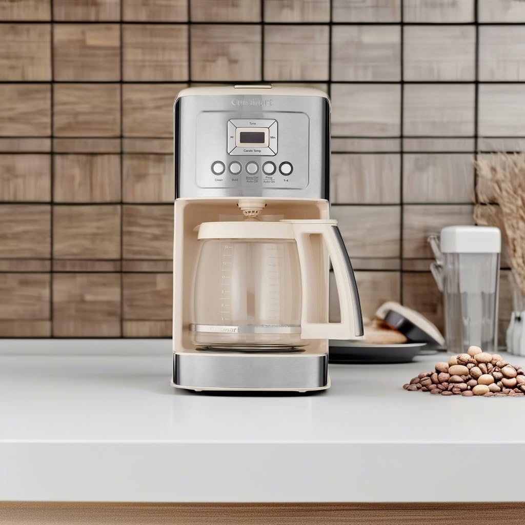 Cuisinart Coffee Maker, 14-Cup Glass Carafe, Fully Automatic for Brew Strength Control & 1-4 Cup Setting, Stainless Steel, DCC-3200CRM, Cream