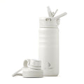 IDEUS 18oz Stainless Steel Insulated Bottle with 2 Leak-Proof Lids, White