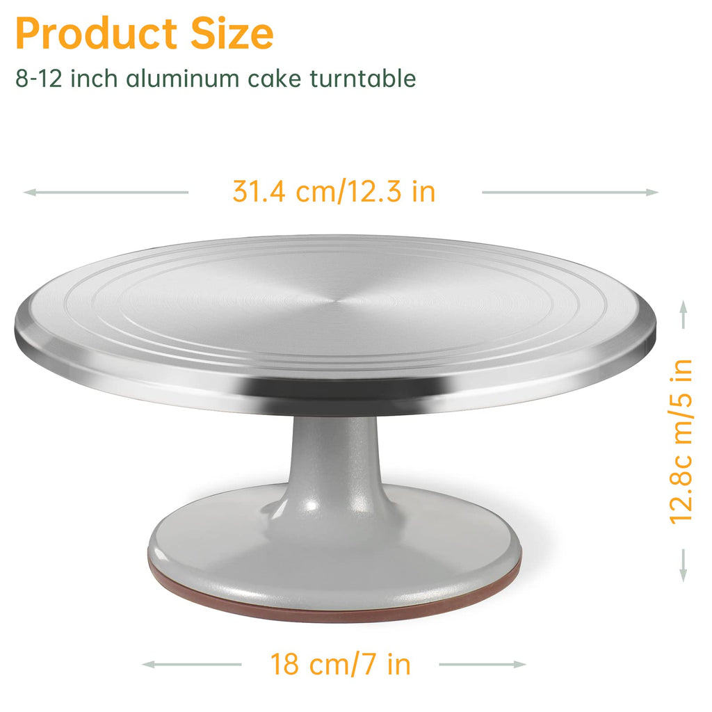12 Inch Round Aluminum Tall Revolving Cake Decorating Stand,Cake Turntable, Rotating Cake Stand,Cake Spinner Turntable for Decorating,Cake Turntable for Decorating,Professional Cake Decorat Spin Kit