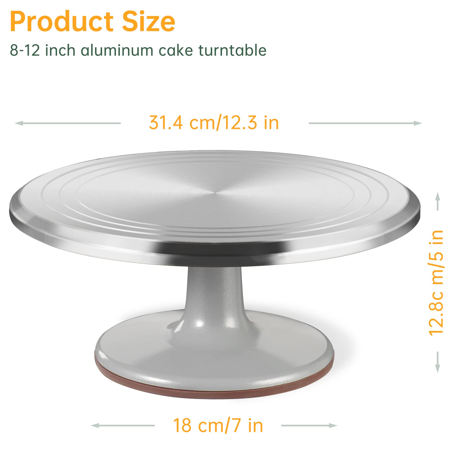 12 Inch Round Aluminum Tall Revolving Cake Decorating Stand,Cake Turntable, Rotating Cake Stand,Cake Spinner Turntable for Decorating,Cake Turntable for Decorating,Professional Cake Decorat Spin Kit