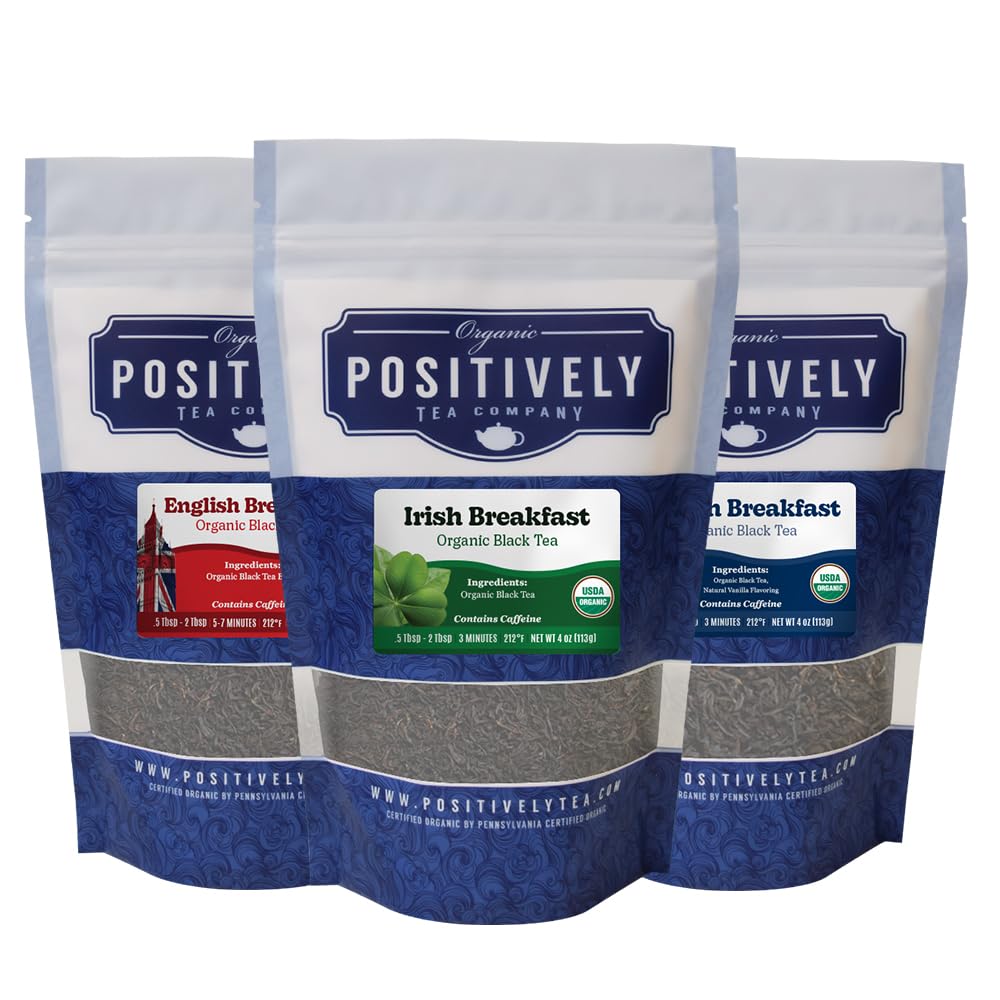 Positively Tea, Organic Dessert Tea Sampler, Loose Leaf, 4 Ounce, 3 Pack