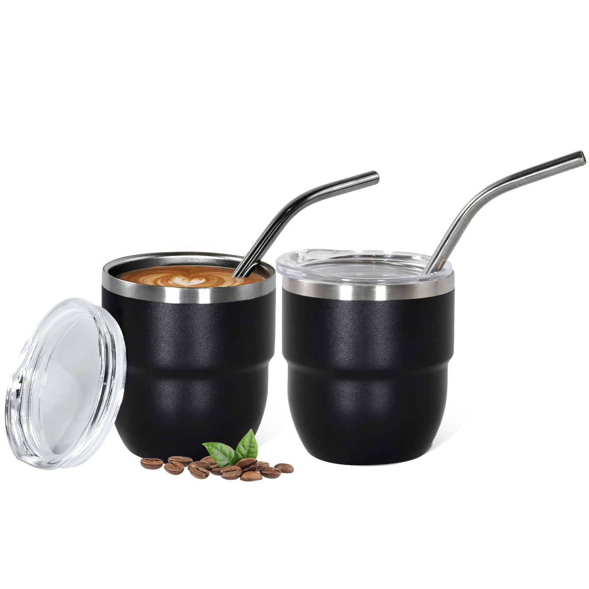 CHLJAR Espresso Cups, 6oz Insulated Espresso Cup Set of 2, Espresso Shot Cups, Stainless Steel Espresso Glasses, Stackable Mini Tumbler, Small Cup for Coffee