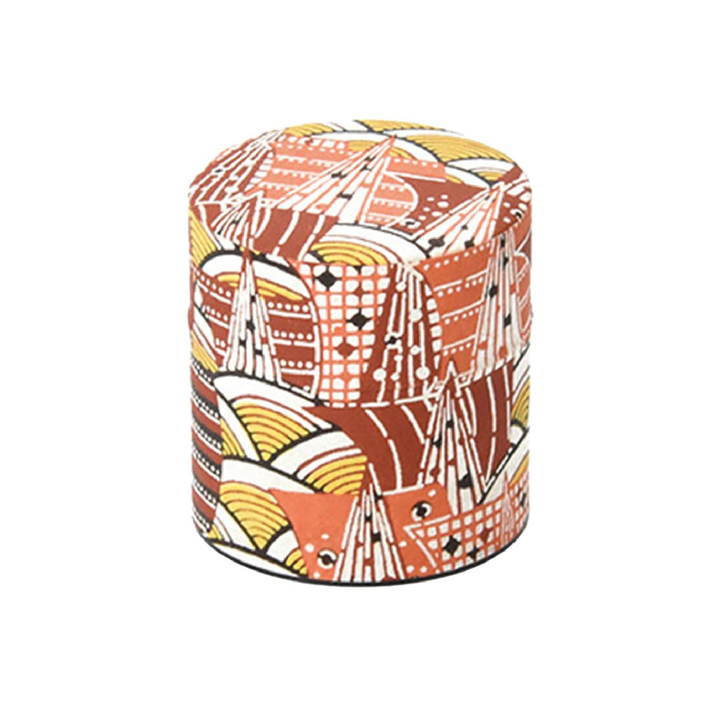 Waraku Fuuka Japanese Pokkan Matcha Coffee Spice Tea Tin Canister Washi Paper Storage with Lid 7.05 oz Capacity (Modern Seigaiha, S)