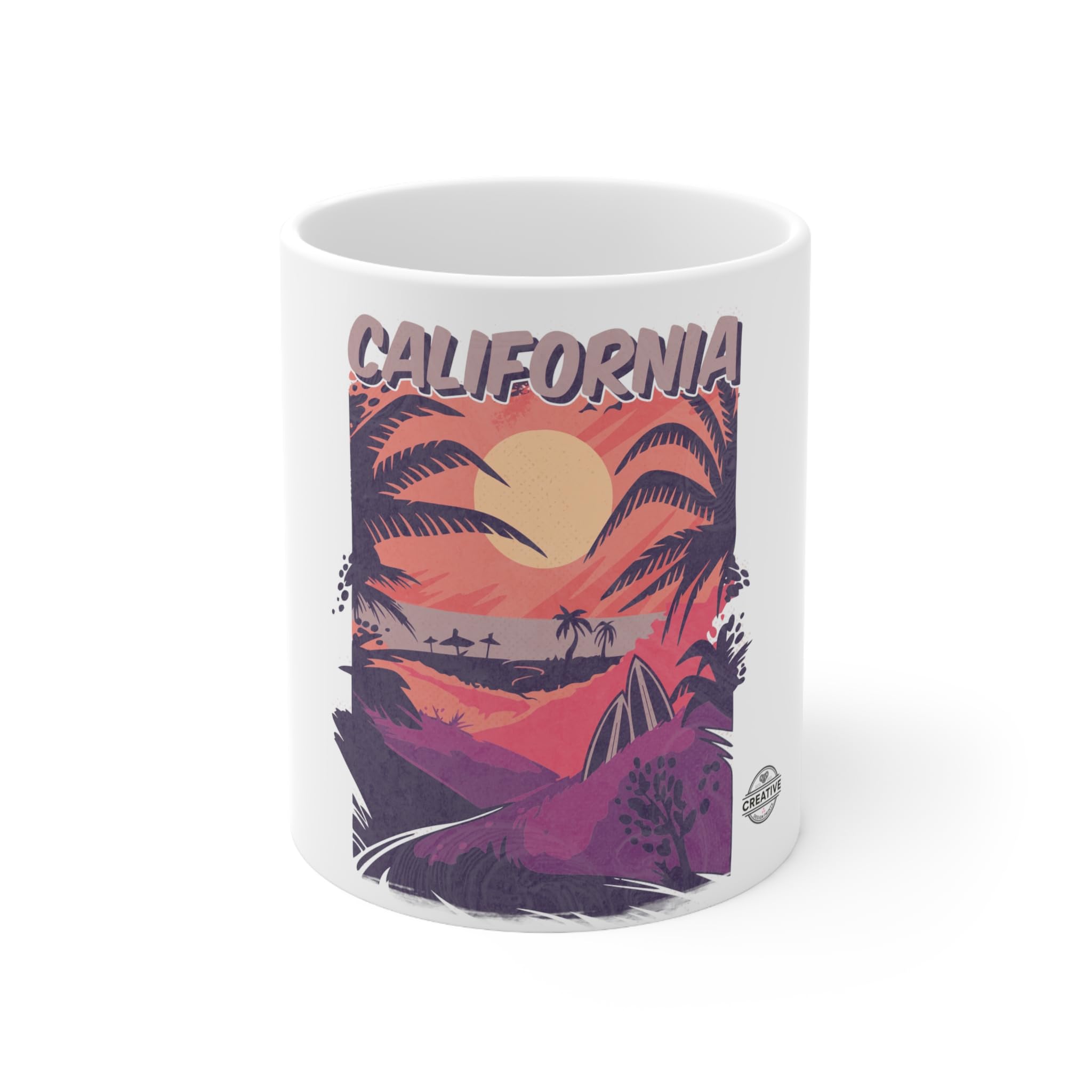 CREATIVE DESIGN PRINTS 11 OZ Novelty Coffee Mugs - Christmas Gift (California Vibes Theme)