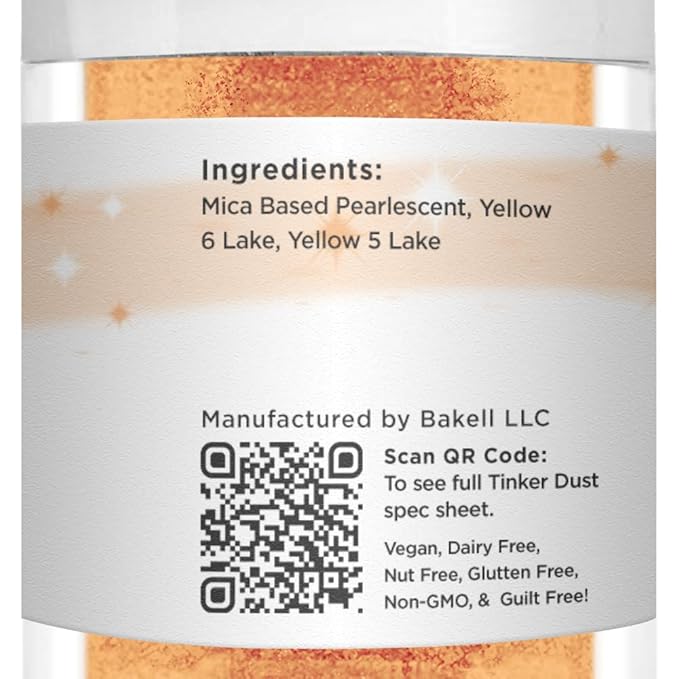 BAKELL Neon Orange Edible Glitter, 25 Grams | TINKER DUST Edible Glitter | KOSHER Certified | 100% Edible Glitter | Cakes, Cupcakes, Cake Pops, Drinks, Dessert Vegan Glitter & Dusts (25g, Neon Orange)