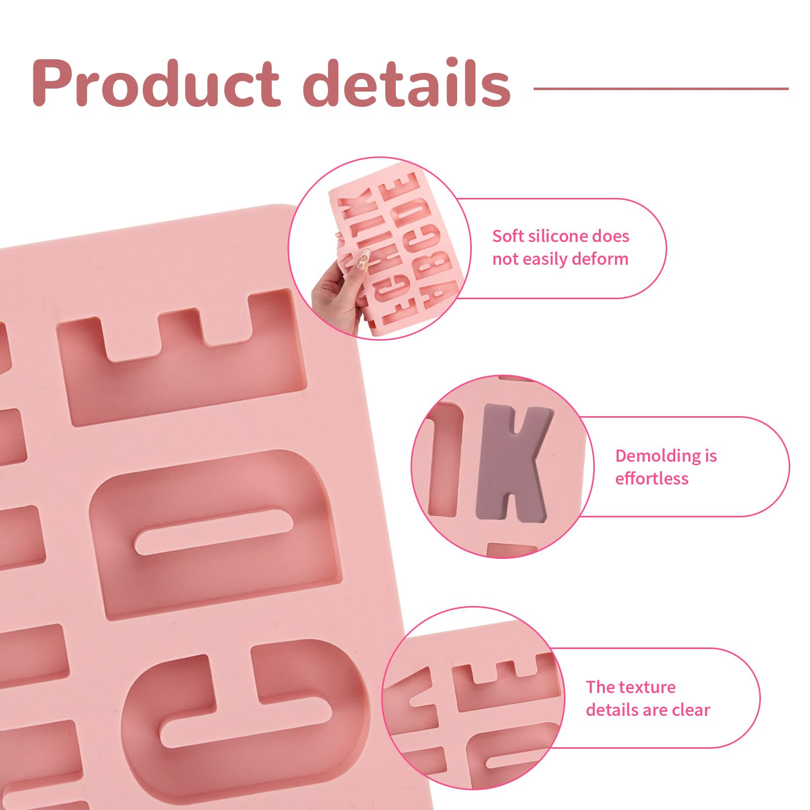 1 Pcs 26 Cavities Silicone Alphabet chocolate letter molds, Letter Molds for Chocolate, Candy, Cake, Biscuit, Large Depth, Easy Release and Clean
