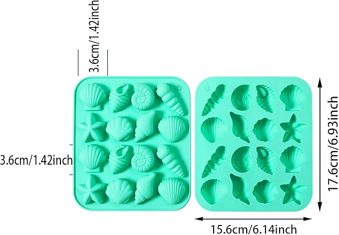 2-Pack Horse Green Seashell Silicone Molds for Chocolate Candy Baking Decorations