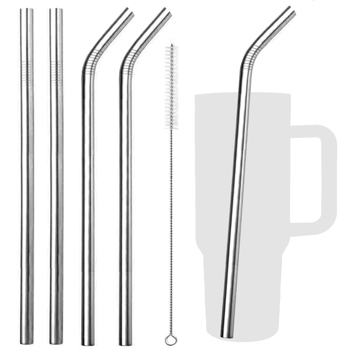 VEHHE Metal Straws, Stainless Steel Reusable Straws Set (2 Straight|2 Bent)