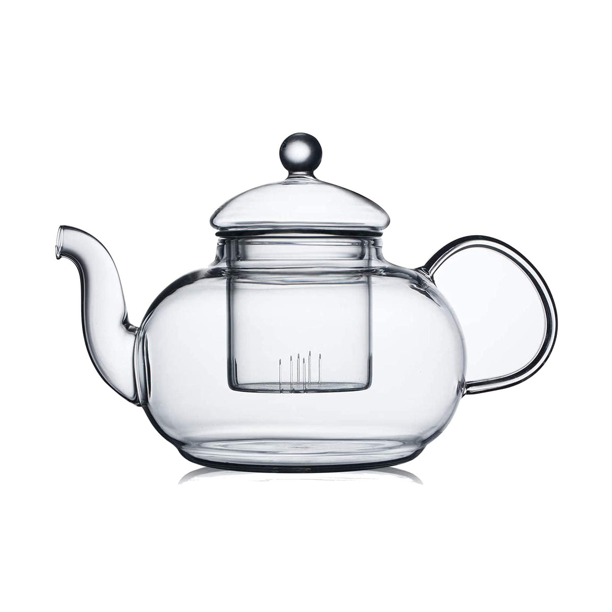 CnGlass 33.8oz Glass Teapot with Removable Infuser,Stovetop Safe Tea Kettle with 4-Pack Glass Teacups 3.4oz and Tea Warmer 5.3 in/13.5cm Diameter