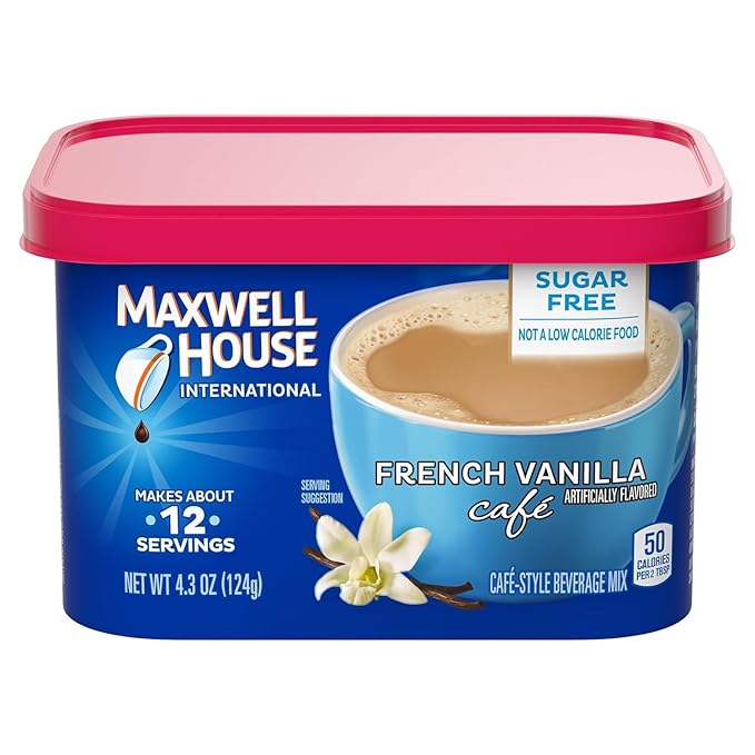 Maxwell House Vanilla Caramel Latte Mix, 8.7 oz + French Vanilla Café-Style Instant Coffee Beverage Mix, 4.3 oz, (Variety Pack)