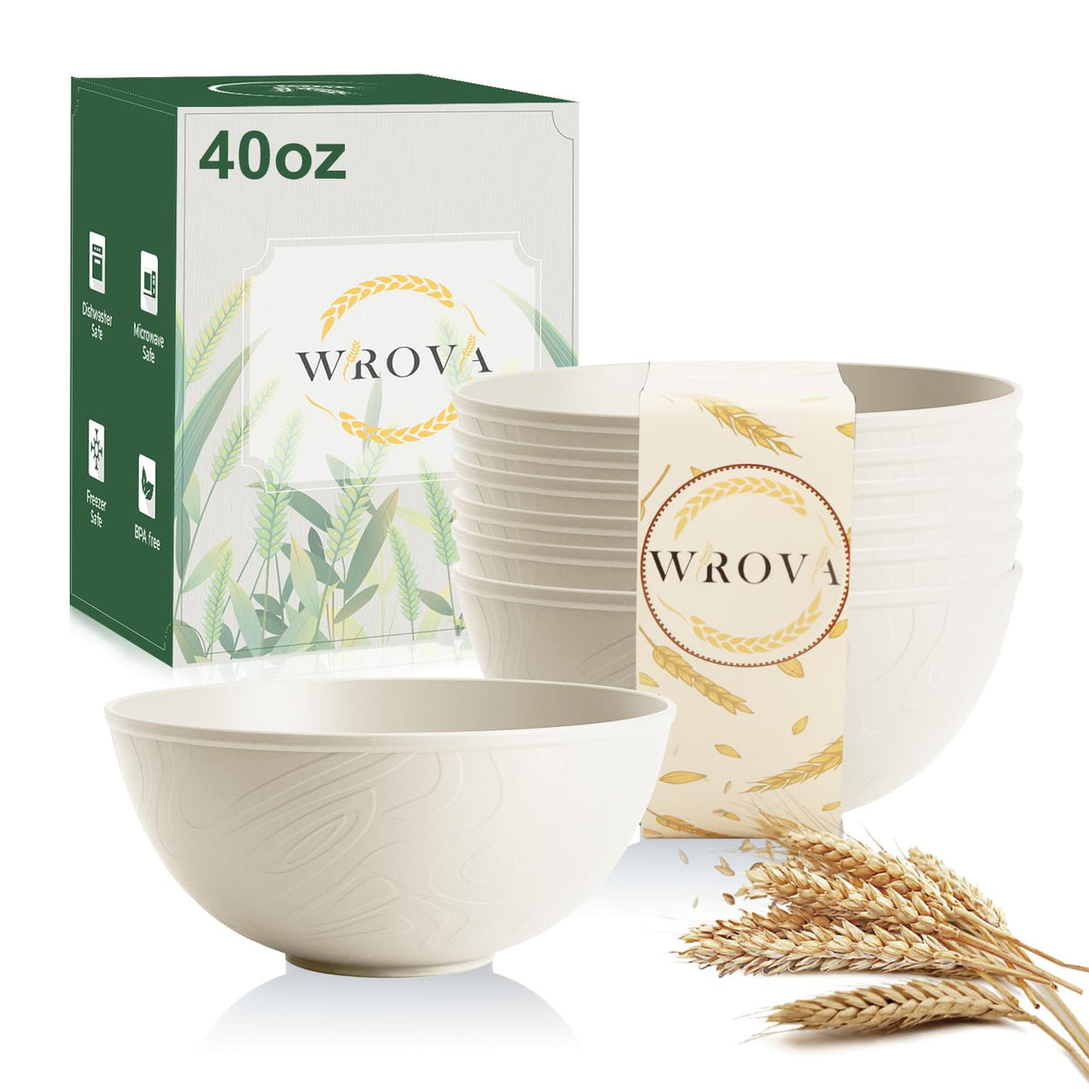 Wrova Mini Wheat Straw Bowls Set of 6, Unbreakable Snack Bowls for Kids
