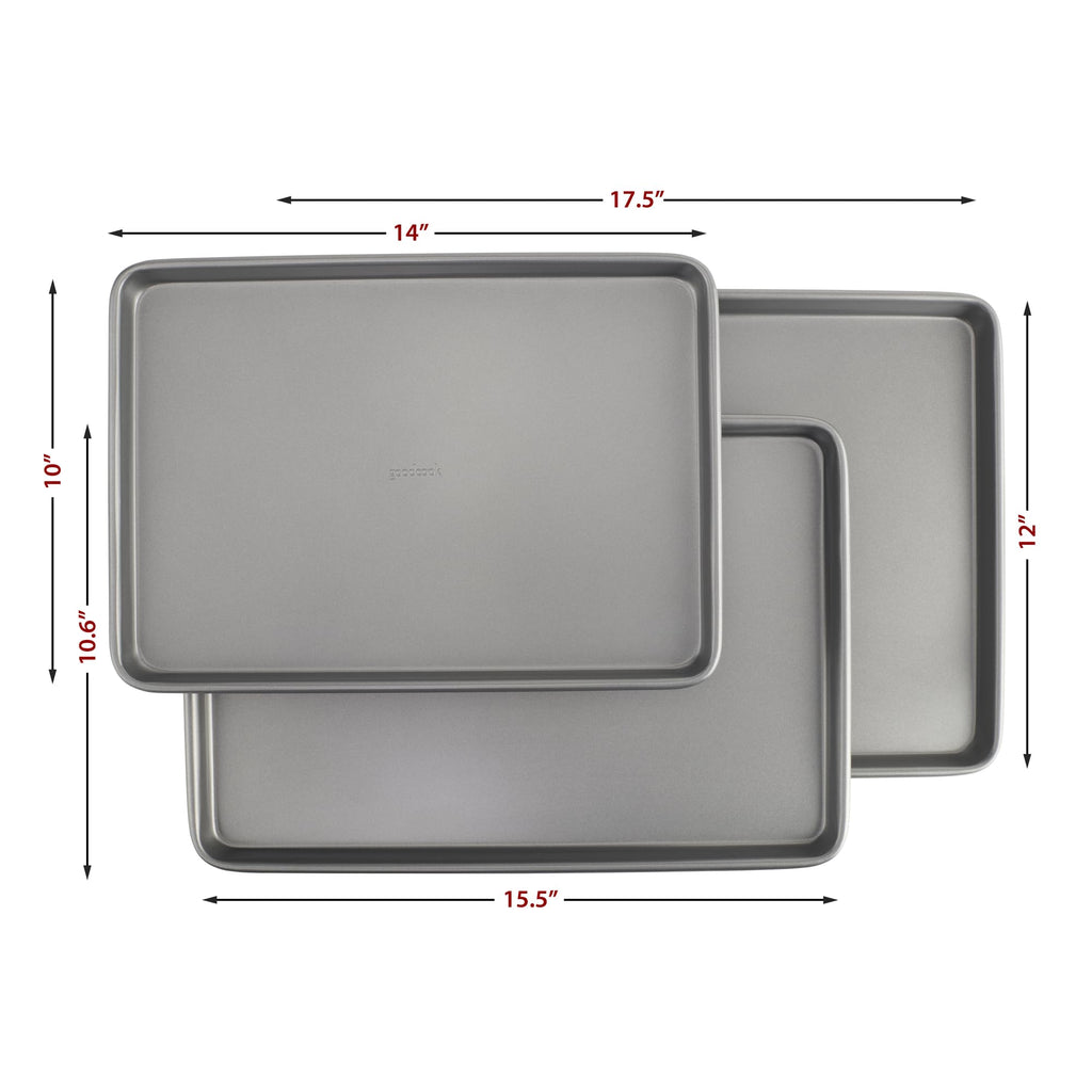 GoodCook Everyday Nonstick Baking Sheet Set, 3 Pack Includes Small (13×9) Medium (15×1) and Large (17×11) Pans Carbon Steel Construction Cookie Sheets Bakeware Set, Gray