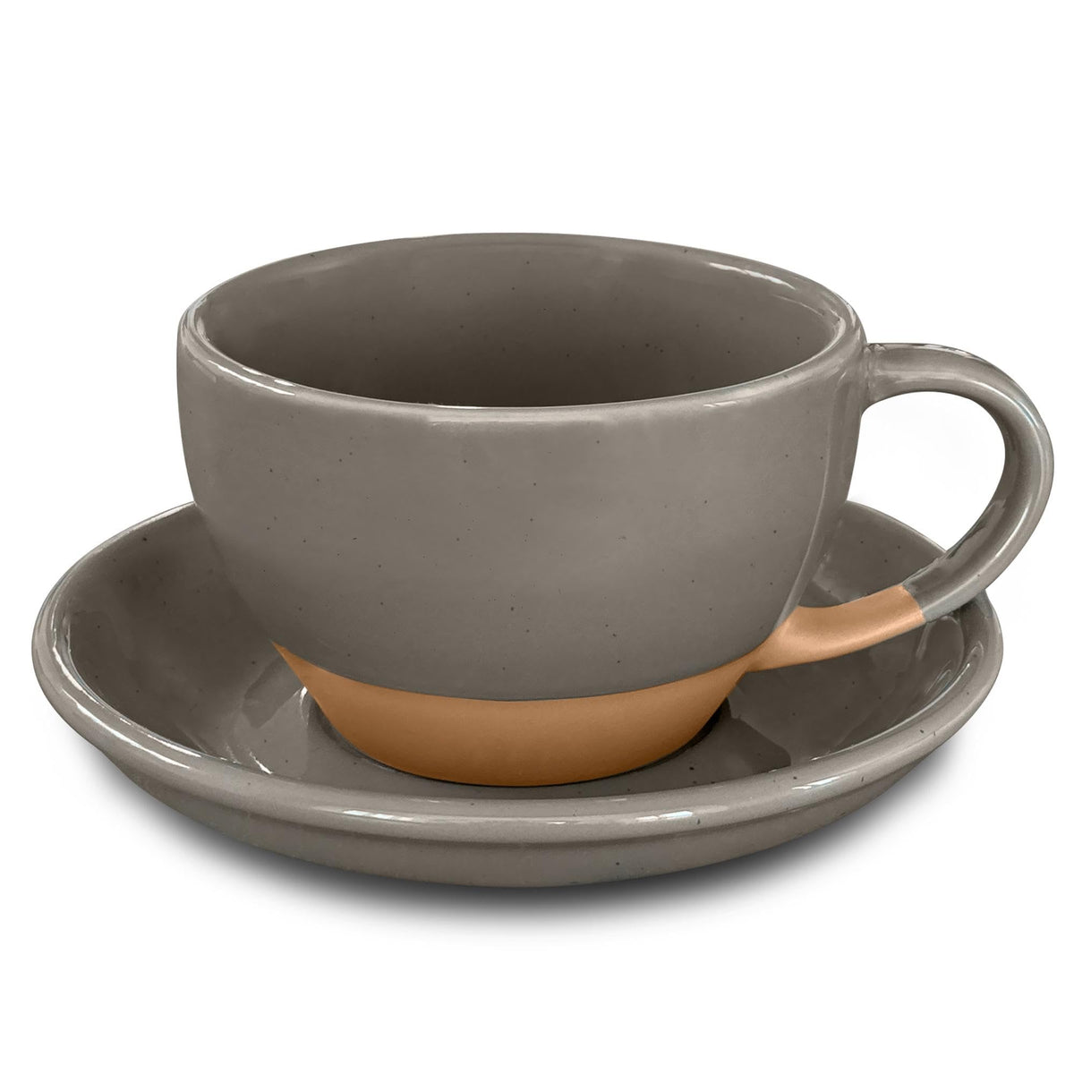 MORA Ceramic Latte Art Mug With Saucer - 10.5 oz, Round Bottom For Perfect Pours - Cafe Cups for Cappuccino, Espresso, Coffee, Tea etc - Porcelain Set for Baristas, Great Gift - Earl Grey