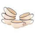 Coffeezone Set of 6 Cups Vintage Design 12 oz Professional Barista Ceramic Latte Art Cappuccino Cups Set (Beige * 6)