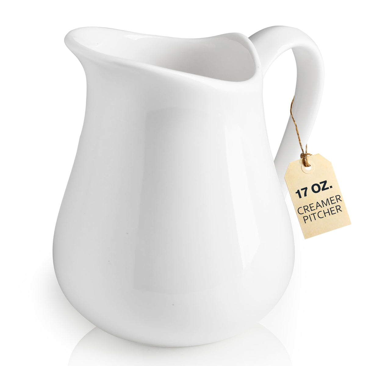 LYEOBOH 9 OZ Creamer Pitcher, Small White Creamer Pitcher for Coffee, Milk, Modern Kitchen Accessory - Ceramic