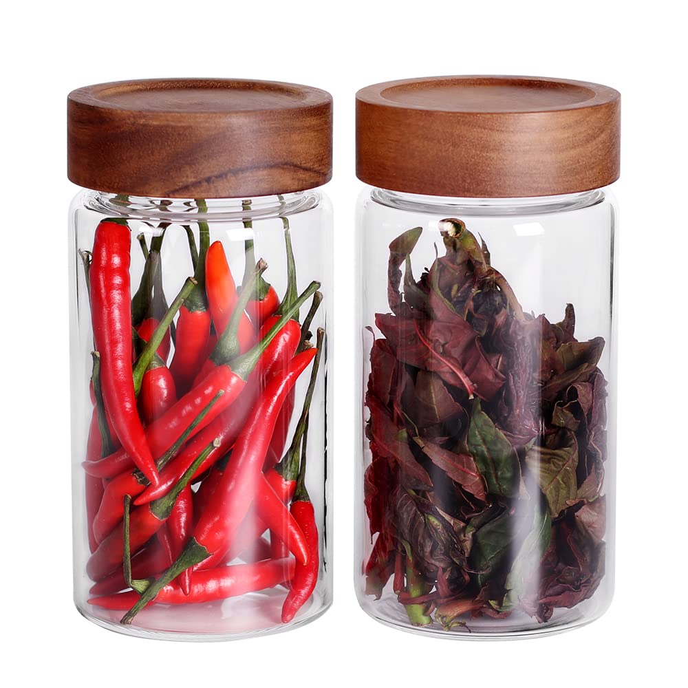 SAIOOL with Screw Cap (2-Units) kitchen jars, 580ML*2 Food Storage Canisters,Clear,Spice jars,Fermenting, Pickling, or DIY Decors and Projects, You Can even Use them for Freezing Desserts