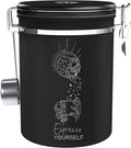 CafetastiQ Coffee Canister – Airtight Stainless Steel Storage Container with Date Tracker & Scoop, Sealed Jar for Grounds, Beans, Tea, Flour, Cereal, and Sugar (Black Esspresso, 22OZ)
