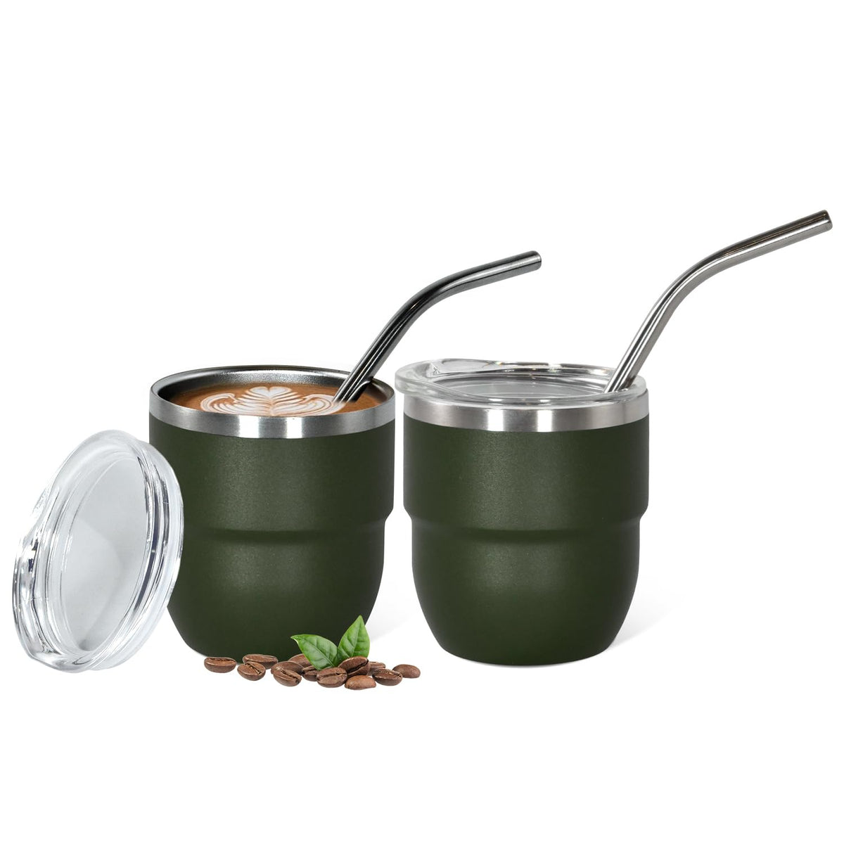 CHLJAR Espresso Cups, 6oz Insulated Espresso Cup Set of 2, Espresso Shot Cups, Stainless Steel Espresso Glasses, Stackable Mini Tumbler, Small Cup for Coffee