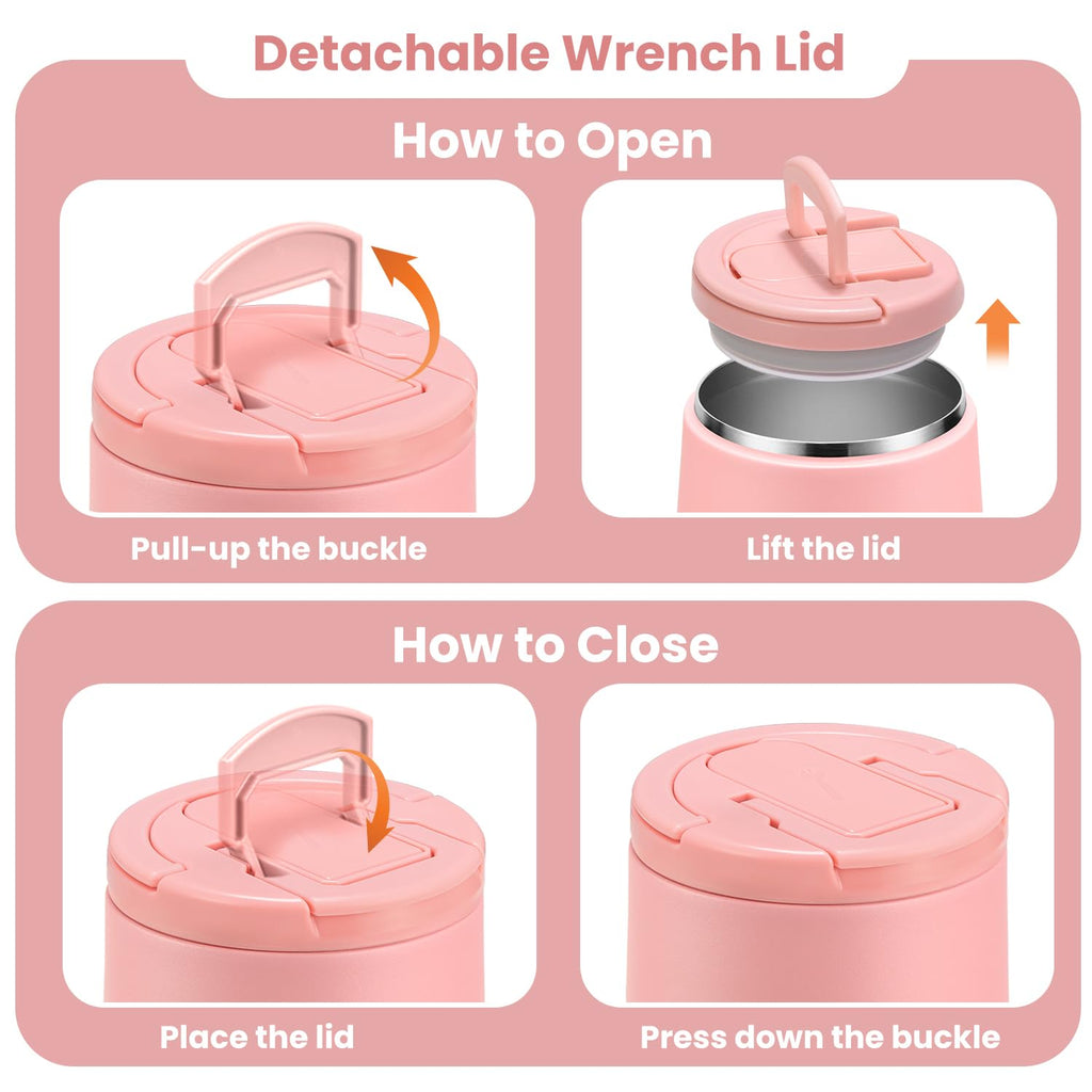 Itslife Soup Thermo for Hot Food Kids 25.5oz Lunch Containers with Buckle Lid Wde Mouth Hot Food Jar Vacuum Insulated Stainless Steel Bento Box Leakproof with Spoon(Pink)