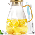Yirilan Glass Pitcher, 2.4Liter Water Pitcher With Lid, Iced Tea Pitcher for Fridge, Glass Water Carafe With Lid, Glass Water Jug, Large Drink Pitcher For Juice, Milk, Cold Or Hot Beverages, 2400ML