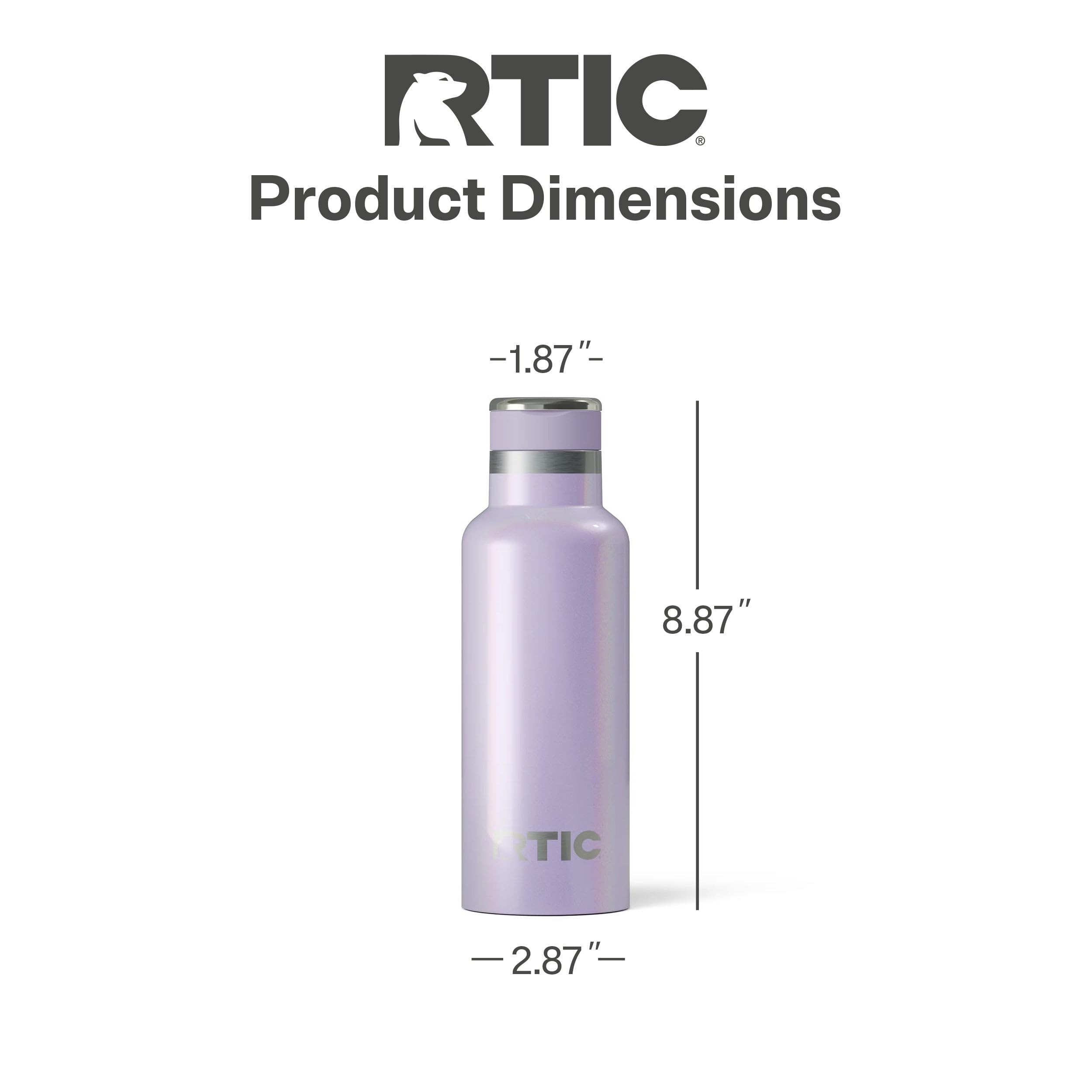 RTIC 16oz Journey Water Bottle Ceramic Lined Metal Stainless Steel Vacuum Insulated, BPA Free, Reusable, for Water, Hot and Cold Drinks, Travel, Sports, Camping, Lavender Glitter