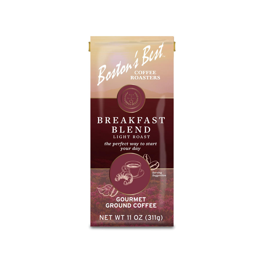 Boston’s Best Coffee - Smooth Light-Roast Breakfast Blend Gourmet Premium Ground Coffee, 11 oz. / 311 g Bag