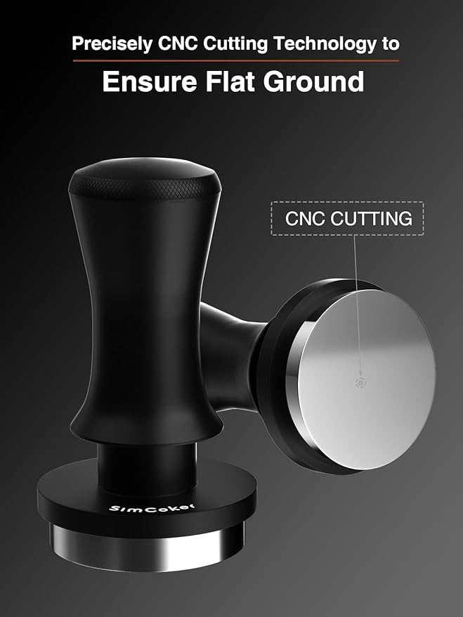 Espresso Tamper, Barista 58mm Coffee Tamper,Spring-loaded,Stainless Steel,Flat Base
