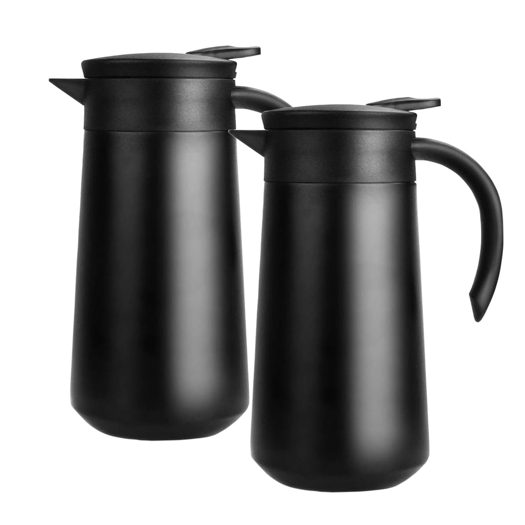 GearRoot 28oz Coffee Carafe Airpot Insulated Coffee Urn Stainless Steel Vacuum Thermal Pot Flask for Coffee, Hot Water, Tea, Hot Beverage - Keep 9 Hours Hot, 18 Hours Cold (2 Pack Black)