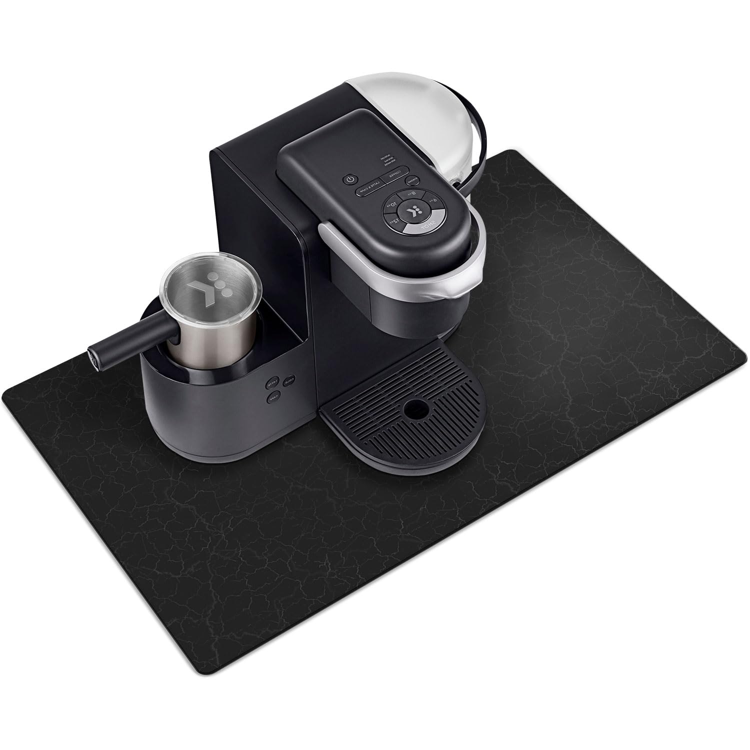Coffee Bar Mat,Under Coffee Maker Mat,23"x15"Coffee Tray Mat Under Coffee Machine,Rubber Coffee Maker Mat,Under Appliance Mats,Silicone Hot Mat for Coffee Machine,Dish Drying Mat, Marble Black